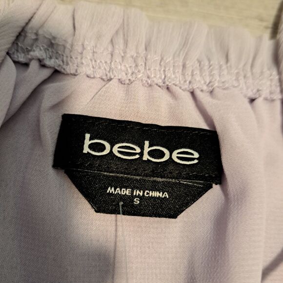 Bebe Puff Long Sleeve Button Down Blouse Purple Small NWT Flaw - Picture 3 of 7